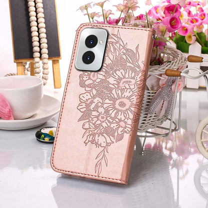 For Motorola Moto G Power 5G 2024 Embossed Butterfly Leather Phone Case(Rose Gold) - Motorola Cases by buy2fix | Online Shopping UK | buy2fix