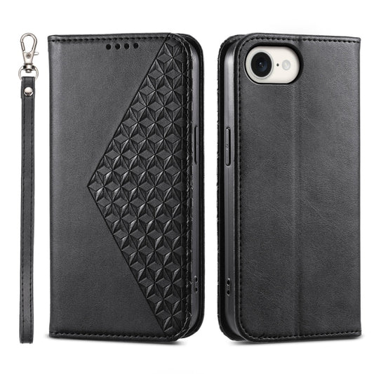 For iPhone SE 2024 Cubic Grid Calf Texture Magnetic Leather Phone Case(Black) - More iPhone Cases by buy2fix | Online Shopping UK | buy2fix