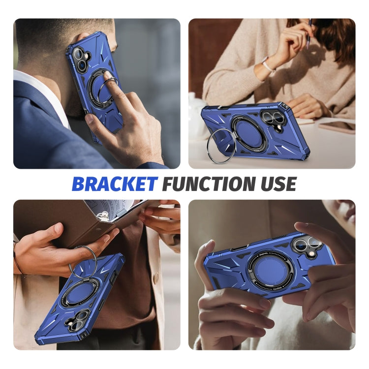 For iPhone 16 MagSafe Magnetic Shockproof Phone Case with Ring Holder(Navy Blue) - iPhone 16 Cases by buy2fix | Online Shopping UK | buy2fix