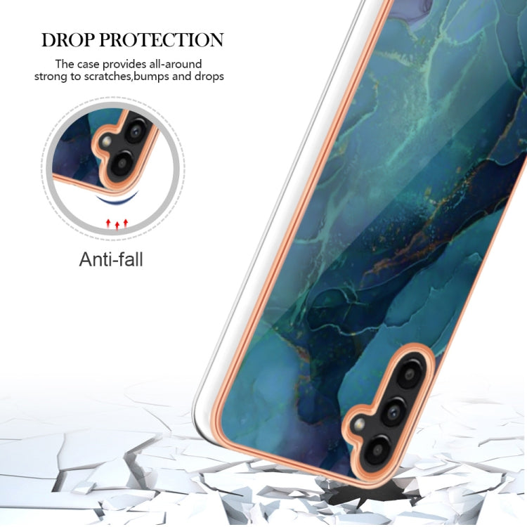 For Samsung Galaxy A55 5G Electroplating Marble Dual-side IMD Phone Case(Green 017) - Galaxy Phone Cases by buy2fix | Online Shopping UK | buy2fix