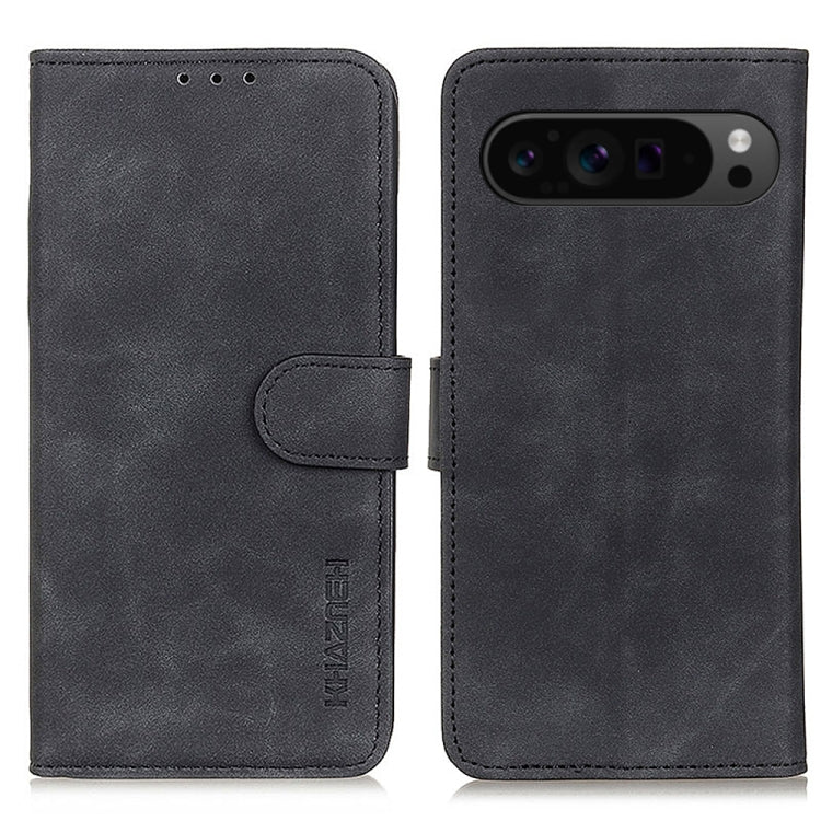 For Google Pixel 9 Pro KHAZNEH Retro Texture Flip Leather Phone Case(Black) - Google Cases by buy2fix | Online Shopping UK | buy2fix