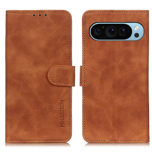 For Google Pixel 9 KHAZNEH Retro Texture Flip Leather Phone Case(Brown) - Google Cases by buy2fix | Online Shopping UK | buy2fix