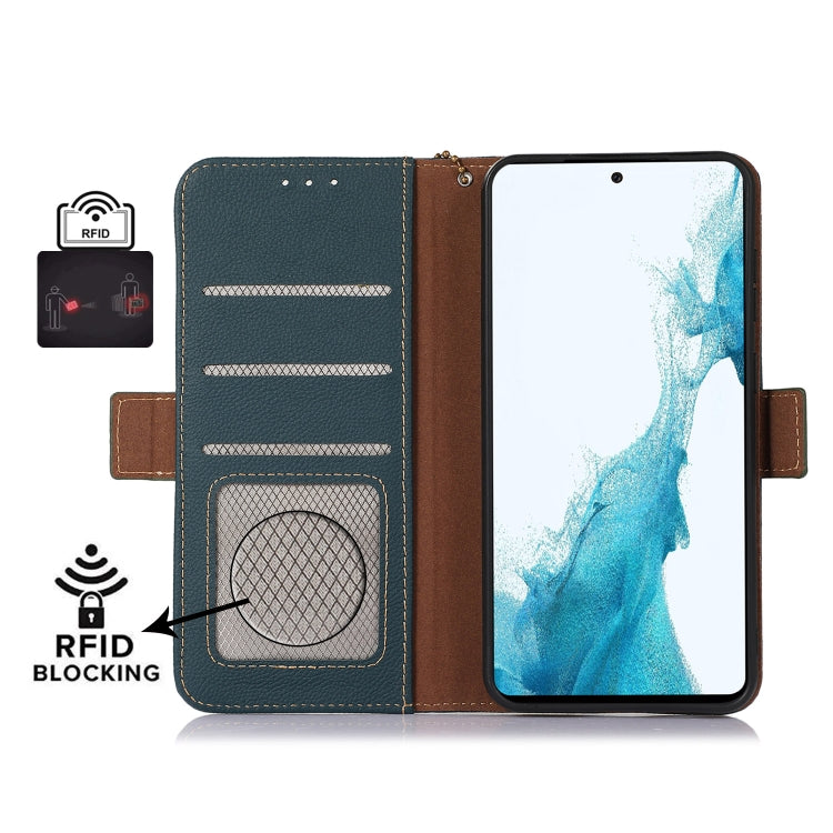 For Google Pixel 9 Pro Side-Magnetic TJ Genuine Leather RFID Phone Case(Green) - Google Cases by buy2fix | Online Shopping UK | buy2fix