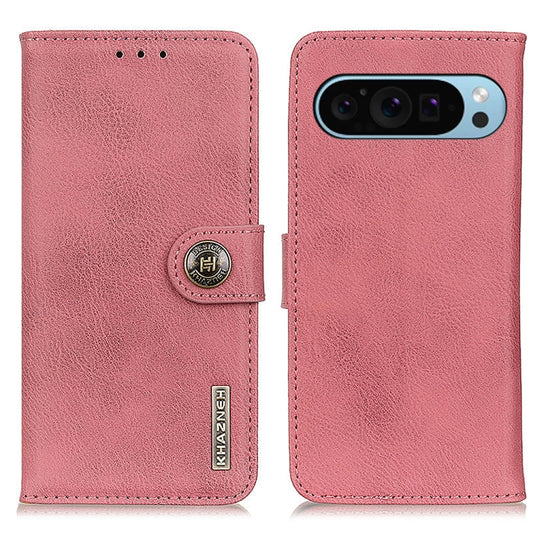 For Google Pixel 9 KHAZNEH Cowhide Texture Horizontal Flip Leather Phone Case(Pink) - Google Cases by buy2fix | Online Shopping UK | buy2fix