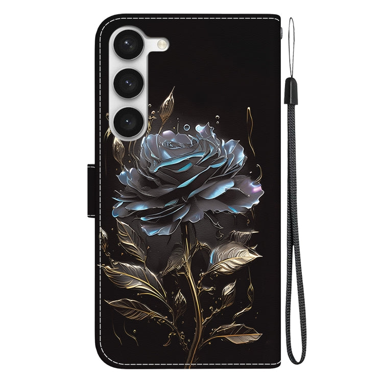 For Samsung Galaxy S23+ 5G Crystal Texture Colored Drawing Leather Phone Case(Black Rose) - Galaxy S23+ 5G Cases by buy2fix | Online Shopping UK | buy2fix