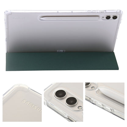 For Samsung Galaxy Tab S9+ 3-Fold Clear Acrylic Leather Tablet Case(Deep Green) - Galaxy Tab S9+ Cases by buy2fix | Online Shopping UK | buy2fix