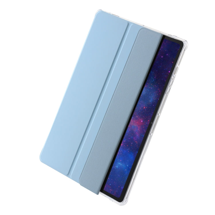 For Samsung Galaxy Tab S9+ 3-Fold Clear Acrylic Leather Tablet Case(Ice Blue) - Galaxy Tab S9+ Cases by buy2fix | Online Shopping UK | buy2fix