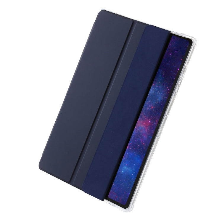 For Samsung Galaxy Tab S9 Ultra/S8 Ultra 3-Fold Clear Acrylic Leather Tablet Case(Dark Blue) - Galaxy Tab S9 Ultra Cases by buy2fix | Online Shopping UK | buy2fix