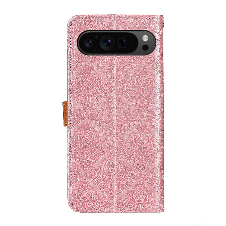 For Google Pixel 9 Pro European Floral Embossed Leather Phone Case(Pink) - Google Cases by buy2fix | Online Shopping UK | buy2fix