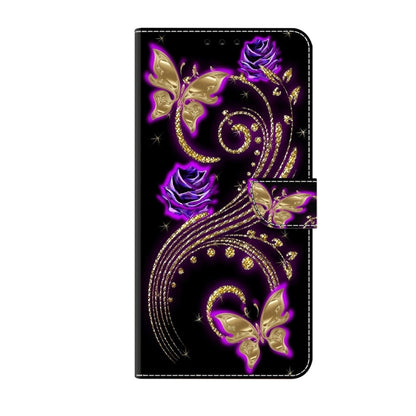 For Motorola Moto G54 Crystal 3D Shockproof Protective Leather Phone Case(Purple Flower Butterfly) - Motorola Cases by buy2fix | Online Shopping UK | buy2fix