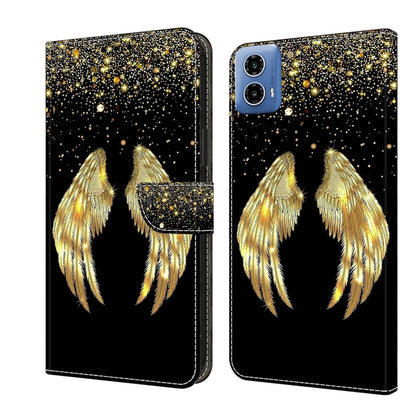 For Motorola Moto G34 Crystal 3D Shockproof Protective Leather Phone Case(Golden Wings) - Motorola Cases by buy2fix | Online Shopping UK | buy2fix