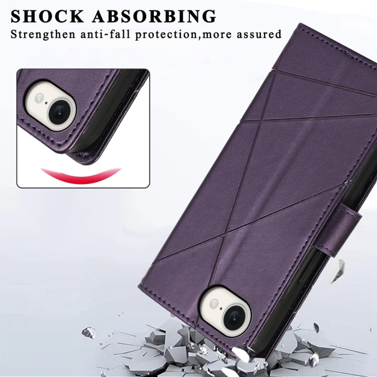 For iPhone SE 2024 PU Genuine Leather Texture Embossed Line Phone Case(Purple) - More iPhone Cases by buy2fix | Online Shopping UK | buy2fix