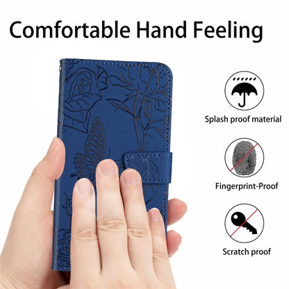 For Google Pixel 9 Pro XL Skin Feel Butterfly Embossed Flip Leather Phone Case(Blue) - Google Cases by buy2fix | Online Shopping UK | buy2fix