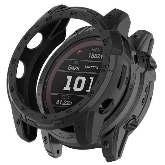 For Garmin Tactix 7 Amoled Armor Hollow TPU Watch Protective Case(Black) - Watch Cases by buy2fix | Online Shopping UK | buy2fix