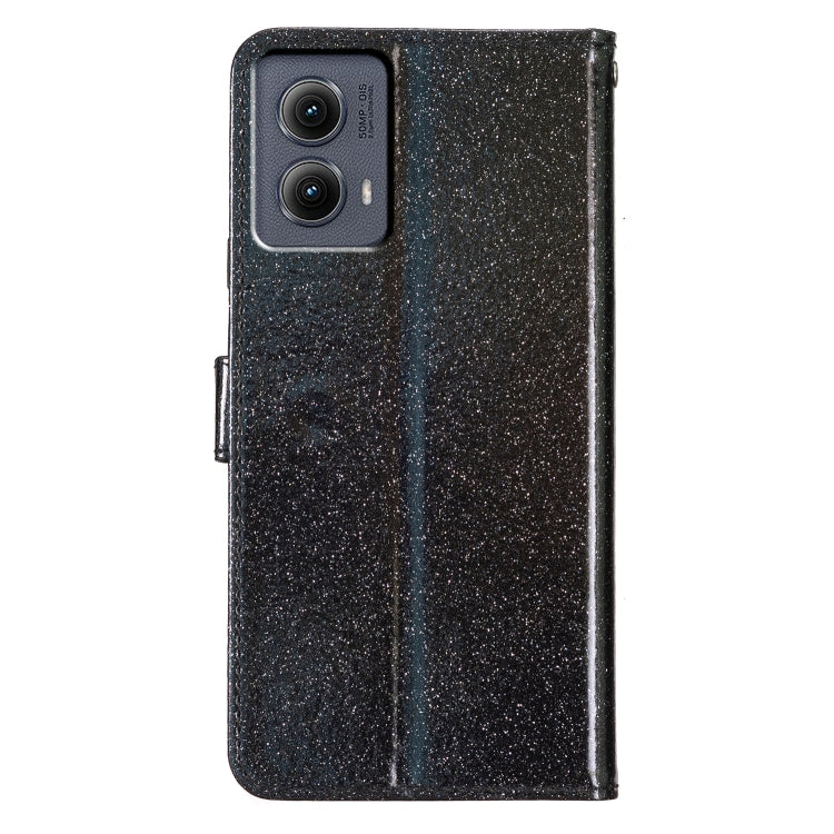 For Motorola Edge 2024 Glitter Powder Flip Leather Phone Case(Black) - Motorola Cases by buy2fix | Online Shopping UK | buy2fix