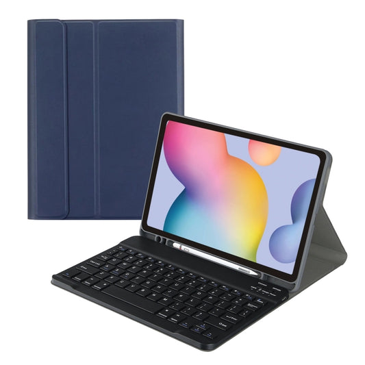 For Samsung Galaxy Tab S9 FE Square Cap Bluetooth Keyboard Leather Case with Pen Slot(Dark Blue) - Samsung Keyboard by buy2fix | Online Shopping UK | buy2fix