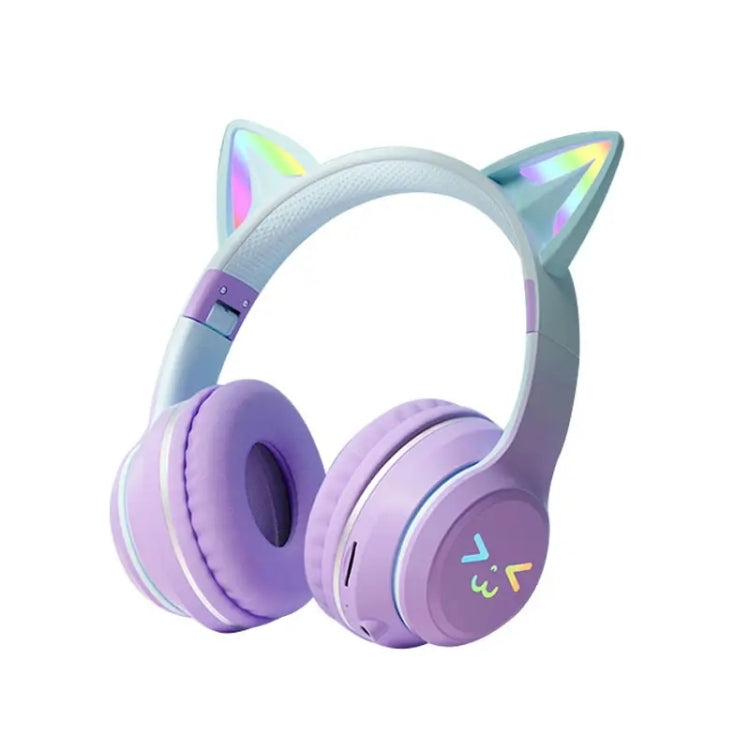 BT612 LED Cat Ear Single Sound Folding Bluetooth Earphone with Microphone(Purple) - Headset & Headphone by buy2fix | Online Shopping UK | buy2fix