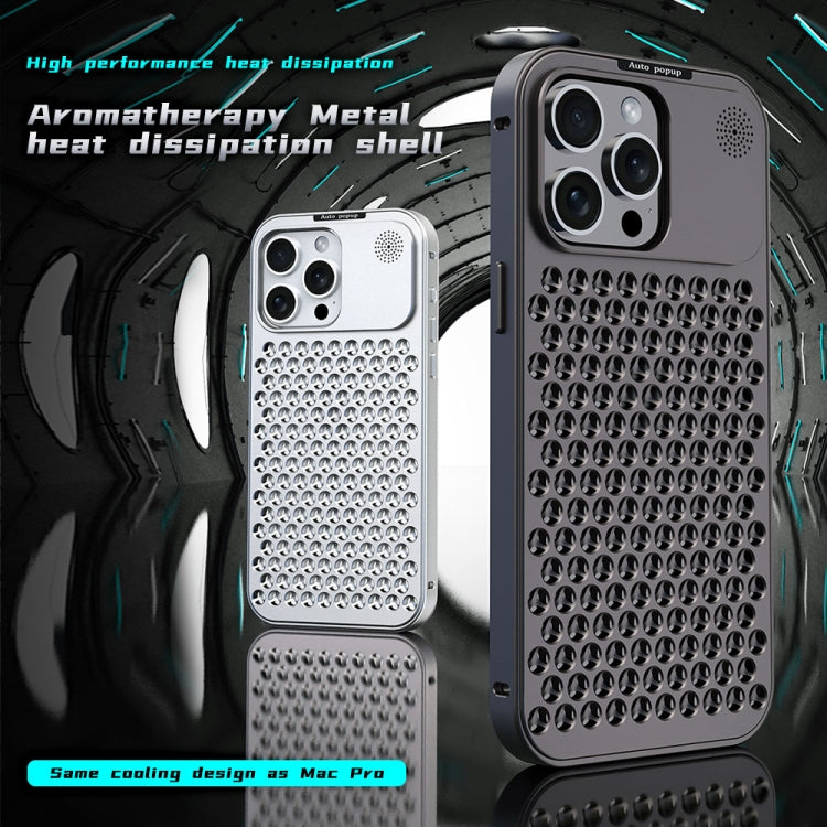 For iPhone 14 Pro Max R-JUST RJ58 Aromatherapy Metal Cooling Phone Case(Silver) - iPhone 14 Pro Max Cases by R-JUST | Online Shopping UK | buy2fix