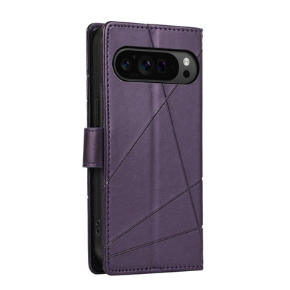 For Google Pixel 9 Pro PU Genuine Leather Texture Embossed Line Phone Case(Purple) - Google Cases by buy2fix | Online Shopping UK | buy2fix