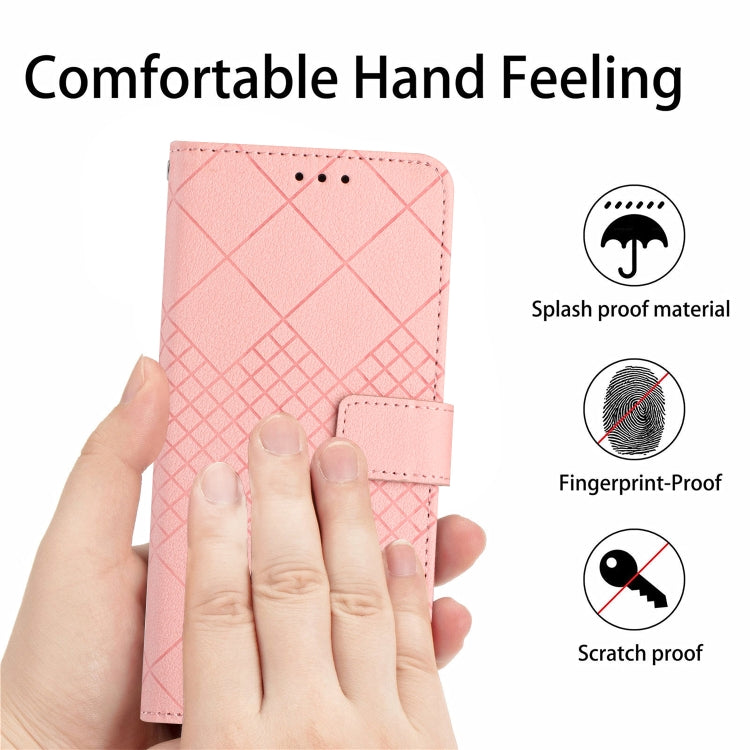 For iPhone 16 Pro Max Rhombic Grid Texture Leather Phone Case(Pink) - iPhone 16 Pro Max Cases by buy2fix | Online Shopping UK | buy2fix