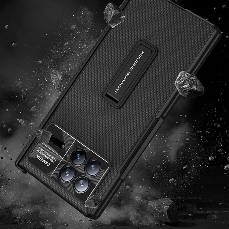 For Xiaomi Mix Fold 3 GKK Magnetic Hinge Flip Leather Phone Case with Holder(Carbon Fiber) - Xiaomi Cases by GKK | Online Shopping UK | buy2fix