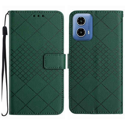 For Motorola Edge 5G 2024 Rhombic Grid Texture Leather Phone Case(Green) - Motorola Cases by buy2fix | Online Shopping UK | buy2fix