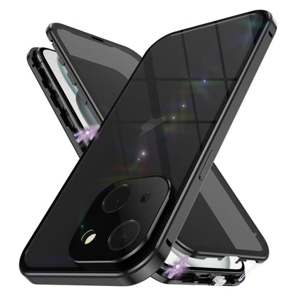 For iPhone 15 Anti-peeping Magnetic Double-sided Tempered Glass Phone Case(Black) - iPhone 15 Cases by buy2fix | Online Shopping UK | buy2fix