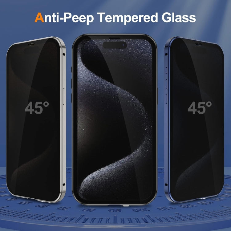 For iPhone 16 Plus Anti-peeping Magnetic Double-sided Tempered Glass Phone Case(Silver) - iPhone 16 Plus Cases by buy2fix | Online Shopping UK | buy2fix