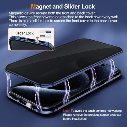 For iPhone 16 Pro Max Anti-peeping Magnetic Double-sided Tempered Glass Phone Case(Silver) - iPhone 16 Pro Max Cases by buy2fix | Online Shopping UK | buy2fix