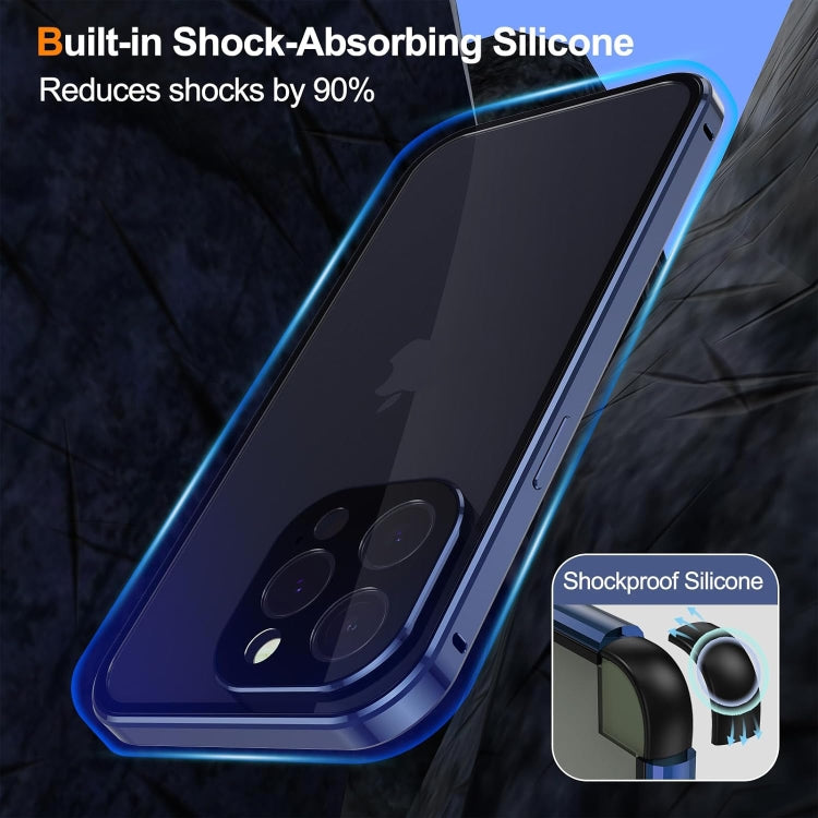 For iPhone 15 Pro Anti-peeping Magnetic Double-sided Tempered Glass Phone Case(Blue) - iPhone 15 Pro Cases by buy2fix | Online Shopping UK | buy2fix