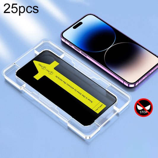 For iPhone 14 Pro Max 25pcs Anti-peeping Fast Attach Dust-proof Anti-static Tempered Glass Film - iPhone 14 Pro Max Tempered Glass by buy2fix | Online Shopping UK | buy2fix