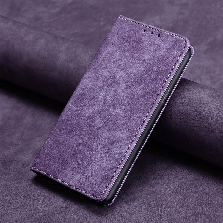 For Motorola Moto G Play 4G 2024 RFID Anti-theft Brush Magnetic Leather Phone Case(Purple) - Motorola Cases by buy2fix | Online Shopping UK | buy2fix