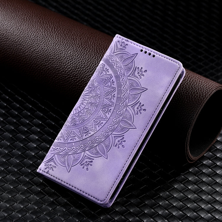 For iPhone 16 Pro Totem Embossed Magnetic Leather Phone Case(Purple) - iPhone 16 Pro Cases by buy2fix | Online Shopping UK | buy2fix