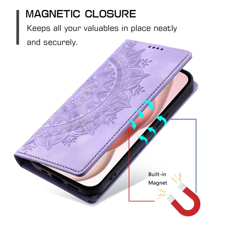 For iPhone 16 Pro Totem Embossed Magnetic Leather Phone Case(Purple) - iPhone 16 Pro Cases by buy2fix | Online Shopping UK | buy2fix