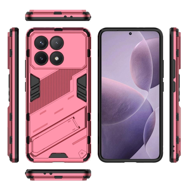 For Xiaomi Redmi K70 5G Punk Armor 2 in 1 PC + TPU Phone Case with Holder(Light Red) - K70 Cases by buy2fix | Online Shopping UK | buy2fix