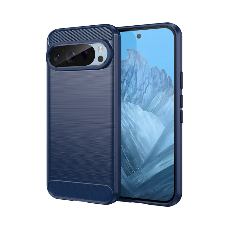 For Google Pixel 9 Pro 5G Carbon Fiber Brushed Texture TPU Phone Case(Blue) - Google Cases by buy2fix | Online Shopping UK | buy2fix