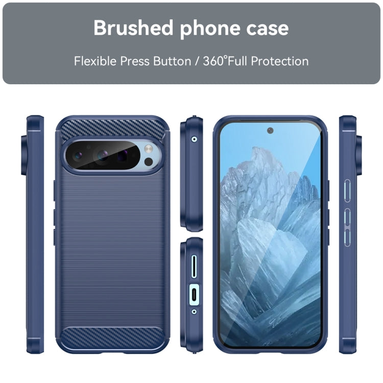 For Google Pixel 9 Pro 5G Carbon Fiber Brushed Texture TPU Phone Case(Blue) - Google Cases by buy2fix | Online Shopping UK | buy2fix