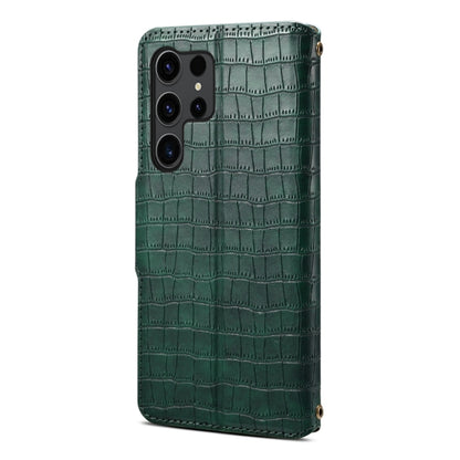 For Samsung Galaxy S23 Ultra 5G Denior Crocodile Texture Oil Edge Leather Phone Case(Green) - Galaxy S23 Ultra 5G Cases by Denior | Online Shopping UK | buy2fix