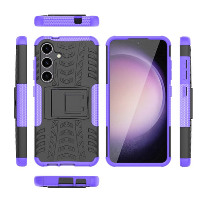 For Samsung Galaxy S24 5G Tire Texture TPU + PC Phone Case with Holder(Purple) - Galaxy S24 5G Cases by buy2fix | Online Shopping UK | buy2fix