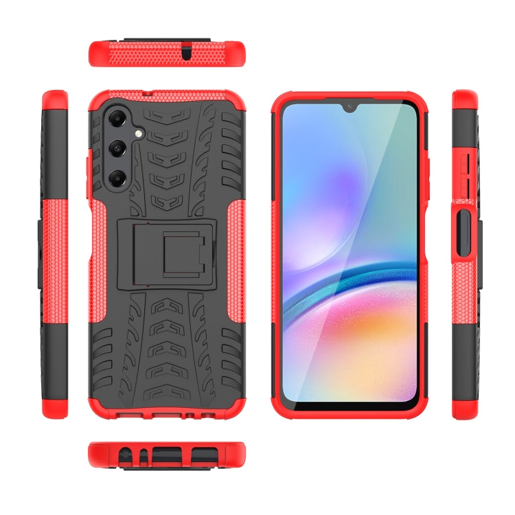 For Samsung Galaxy A05s Tire Texture TPU + PC Phone Case with Holder(Red) - Galaxy Phone Cases by buy2fix | Online Shopping UK | buy2fix