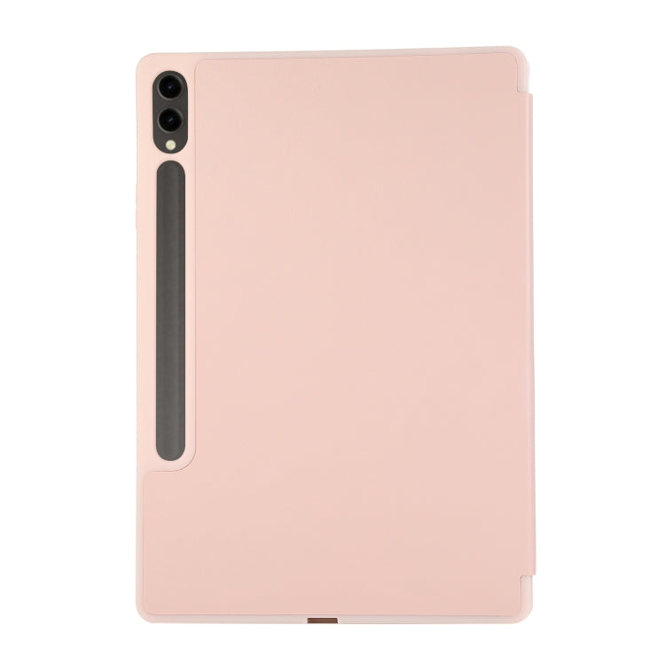 For Samsung Galaxy Tab S9 FE+ 3-Fold Pure Color TPU Leather Tablet Case with Pen Slot(Pink) - Galaxy Tab S9 FE+ by buy2fix | Online Shopping UK | buy2fix