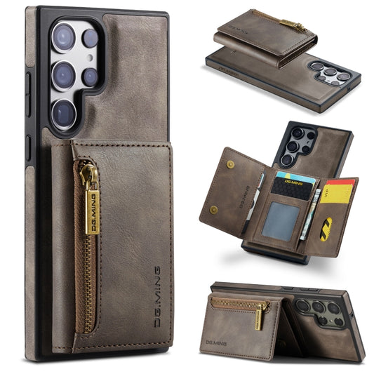 For Samsung Galaxy S23 Ultra DG.MING M5 Series Zip RFID Multi Card Detachable Leather Phone Case(Coffee) - Galaxy S23 Ultra 5G Cases by DG.MING | Online Shopping UK | buy2fix