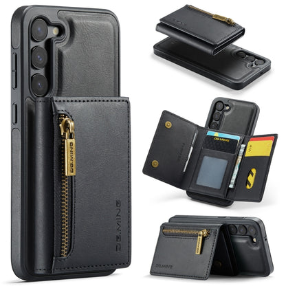 For Samsung Galaxy S23+ DG.MING M5 Series Zip RFID Multi Card Detachable Leather Phone Case(Black) - Galaxy S23+ 5G Cases by DG.MING | Online Shopping UK | buy2fix