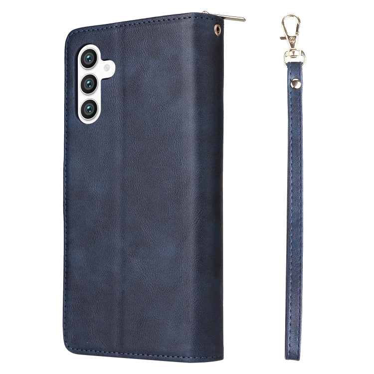For Samsung Galaxy S24+ 5G 9-Card Slots Zipper Wallet Bag Leather Phone Case(Blue) - Galaxy S24+ 5G Cases by buy2fix | Online Shopping UK | buy2fix