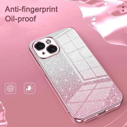 For iPhone 16 Plus Gradient Glitter Powder Electroplated Phone Case(Transparent) - iPhone 16 Plus Cases by buy2fix | Online Shopping UK | buy2fix