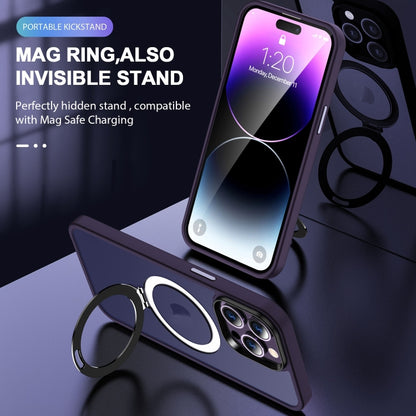 For iPhone 16 Pro Skin-feel MagSafe Holder PC Hybrid TPU Phone Case(Dark Purple) - iPhone 16 Pro Cases by buy2fix | Online Shopping UK | buy2fix