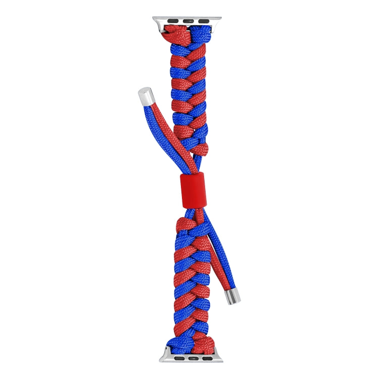 For Apple Watch Ultra 2 49mm Paracord Fishtail Braided Silicone Bead Watch Band(Blue Red) - Watch Bands by buy2fix | Online Shopping UK | buy2fix