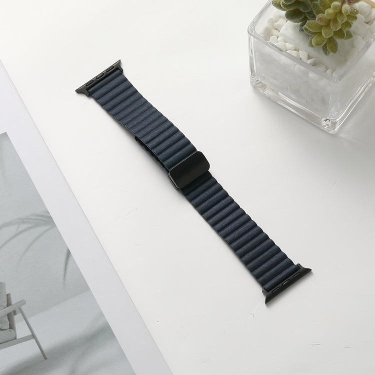 For Apple Watch SE 2023 40mm Water Ripple Magnetic Folding Buckle Watch Band, Style: Bold Version(Indigo Blue) - Watch Bands by buy2fix | Online Shopping UK | buy2fix