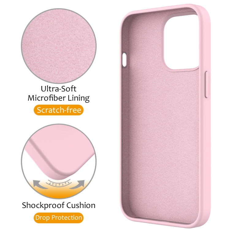 For iPhone 13 Pro MagSafe Magnetic Liquid Silicone Phone Case with Ring Holder(Grey Pink) - iPhone 13 Pro Cases by buy2fix | Online Shopping UK | buy2fix