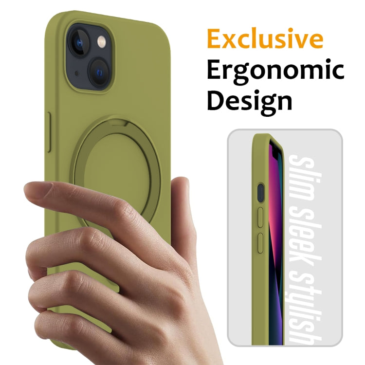 For iPhone 13 MagSafe Magnetic Liquid Silicone Phone Case with Ring Holder(Willow Green) - iPhone 13 Cases by buy2fix | Online Shopping UK | buy2fix